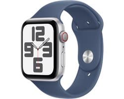 Apple Watch SE 2024 GPS + Cellular 44mm Silver Aluminium Case with Denim Sport Band - S/M