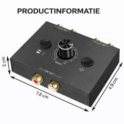 RCA Audio Schakelaar – Stereo RCA Splitter – 2-in-1 Bi-Directionele Audio Switch – L/R – Met Mute Knop – Inclusief RCA Kabel – Plug & Play — thumbnail 2