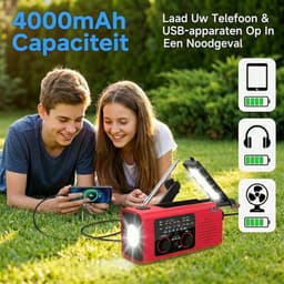 Fokelyi Noodradio Solar Opwindbaar & Batterij - Noodradio - Opwindbaar - Powerbank - Zaklamp - FM - Oplaadbaar - Noodpakket - Zwart — thumbnail 4
