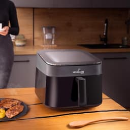 Heteluchtfriteuse - Airfryer Pan - Gezond Koken - Panoramisch Kijkvenster - 6.5 Liter - Zwart — thumbnail 3