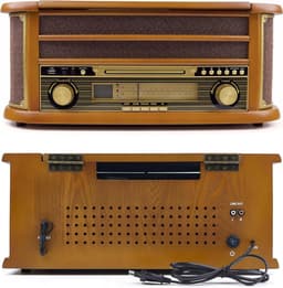SNJY® Platenspeler Bluetooth - Platenspeler met Speakers - CD Speler - Retro - 3 Snelheden - Bruin — thumbnail 2