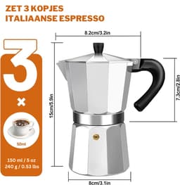 HEZIVO® Percolator Inductie - Espressomaker Gas - Koffiemaker - Espresso Maker - 150 ml — thumbnail 3
