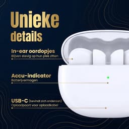 GØDLY V Oortjes Draadloos - Draadloze Oordopjes - Earbuds - Bluetooth - IPX5 - Wit - Earpods Iphone Apple & Samsung — thumbnail 4