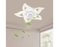 Slimme Plafondventilator met LED Lamp - 50W Energiezuinige Plafondlamp - Bediening via Afstandsbediening én App - Met Instelbare Windsnelheden-Wit — afbeelding 1