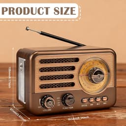 Retro radio met Bluetooth, AM/FM/SW kofferradio met Bluetooth 5.3, keukenradio, klein, ondersteunt USB/TF/AUX-functie, radio-ontvangst, telescopische antenne, geschikt voor kantoor, thuis en — thumbnail 5