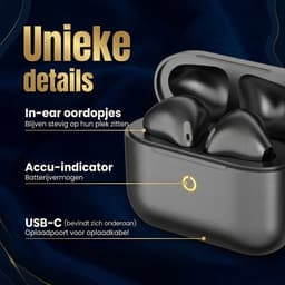 GØDLY X Oortjes Draadloos - Draadloze Oordopjes - Earbuds - Bluetooth - IPX5 - zwart - Earpods Iphone Apple & Samsung — thumbnail 3