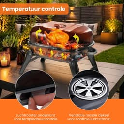 Zenzee® Barbecue - Houtskool - Houtskool BBQ - Tafel BBQ - Balkon BBQ - Camping BBQ - Draagbaar - Zwart — thumbnail 3