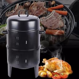 uJOY Houtskool barbecue - 3 in 1 - 2-laags - Houtskoolgrill - Multifunctioneel - Met thermometer - Draagbaar - Zwart — thumbnail 5