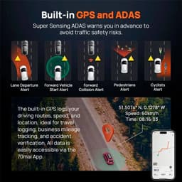 70mai Dash Cam 4K A800SE - Dashcam - 4K Ultra HD opname met HDR - GPS en ADAS rijassistentie - Parkeerstand beveiliging - WiFi app bediening - G-sensor voor incidentdetectie en continue opname — thumbnail 10