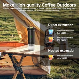 Koffiemachines - Koffiezetapparaat - Draagbaar Koffiezetapparaat - Koffiemolen - Compact koffiezetapparaat - Miniatuur draagbaar espressoapparaat - Elektrisch reiskoffiezetapparaat met verwarming - Van 60 ml - Voor wandelen - Zwart — thumbnail 5