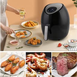 RUX® Airfryer xl - Airfryer xxl - Heteluchtfriteuse - 4,5 Liter - anti-aanbakmand - Zwart -31cm x 31cm x 36cm — thumbnail 7