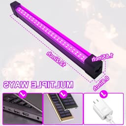 2 Stuks UV Lampen 10W met 50 LEDs - Oplaadbare Blacklight Lamp Bar 395nm met Schakelaar en Stekker — thumbnail 2