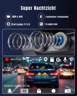 RUX® Dashcam Voor en Achter - Dashcamera - Parkeermonitor - Nachtzicht - Zwart - 6cm x 12cm x 7cm — thumbnail 3