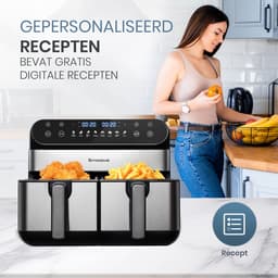 Digitale Airfryer XXL 11L Sinaopus 920 – Heteluchtfriteuse met Dubbele Mand en DualMand Onafhankelijke Snelle Opwarming – Voor Gezinnen – 8 Programma’s – LED Touchscreen – Kijkvenster – Makkelijk te Reinigen – Capaciteit voor 7 Personen — thumbnail 2