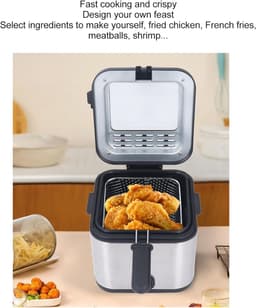 Elektrische Friteuse 2,5 L 1000 W, Roestvrijstalen Friteuse voor Gezinsgebruik, Instelbare Temperatuur, Gemakkelijk Schoon Te Maken (-3113240005111) — thumbnail 5