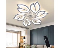 Glitzerlife - Plafond ventilator met verlichting - Dimbare LED ventilator lamp plafond - Stille plafondventilator Afstandsbediening - Zomer winter functie - Acryl design - Ø66cm - Wit — afbeelding 1