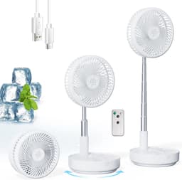 Ulisem - Oscillerende ventilator - 4 snelheden - 7200mAh oplaadbaar - Met afstandsbediening - Hoogte verstelbaar 10-99 cm - 8 inch - Wit - USB-C - Geschikt voor slaapkamer en reizen — thumbnail 1