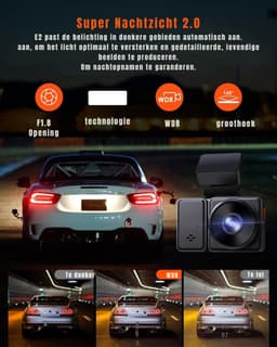 TIM® Dual Dashcam - Voor en Achter Camera – Auto Camera Met Nachtzicht – Zwart - 14cm x 15cm x 11cm — thumbnail 3