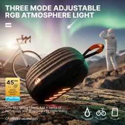 Ryoudavell - Bluetooth Speaker - Draadloze Compacte Fiets Speaker - Met Snap-Fit Fietshouder - IPX7 Waterproof - Windruis Onderdrukking - RGB Verlichting - TF-Kaart - Zwart — thumbnail 4