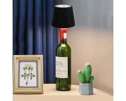 Draadloze flessenlamp, LED-wijnfleslamp, oplaadbare, draadloze flessenlamp met aanraakbediening en 3 kleurtemperaturen, voor slaapkamer, restaurant, bar - USB-oplaadbare flessentafellamp met dimfunctie (zwart)