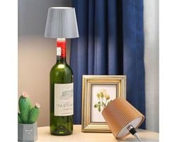 Draadloze flessenlamp, LED-wijnfleslamp, oplaadbare, draadloze flessenlamp met aanraakbediening en 3 kleurtemperaturen, voor slaapkamer, restaurant, bar - USB-oplaadbare flessentafellamp, dimbare nachtlamp (zilver)