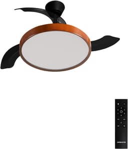 CREATE - Plafondventilator 40W stil met intrekbare bladen met licht - Ø108cm - Zwart / Donker hout - Afstandsbediening - WIND CLEAR STUDIO — thumbnail 1