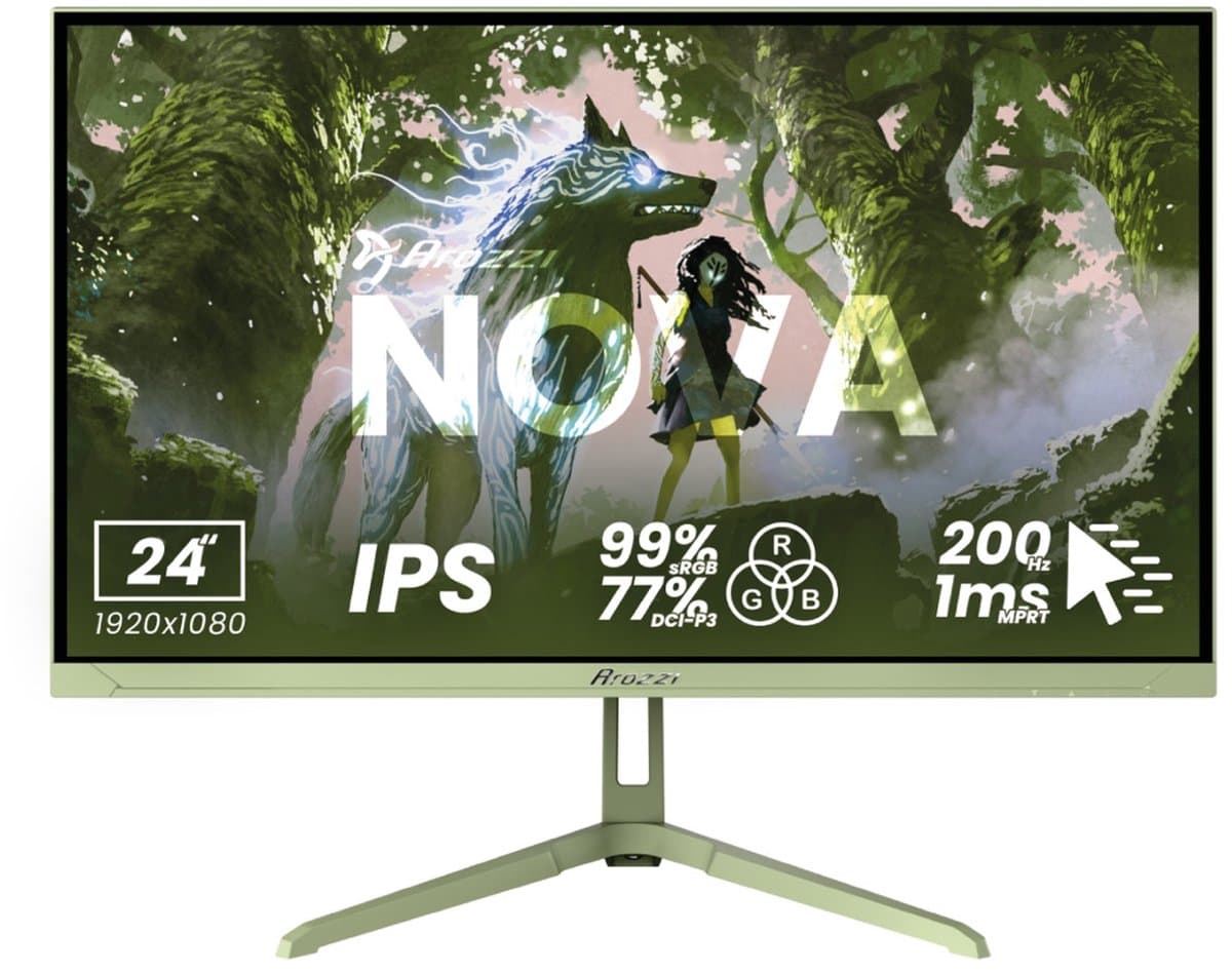 Arozzi Nova 24" Gaming Monitor - Full HD IPS - 200Hz - Bosgroen — afbeelding 1