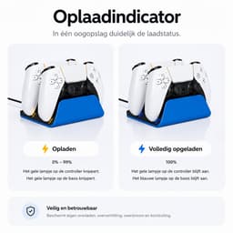 Sounix Oplaadstation geschikt voor PS5 Slim Controller - 2in1 charging station - PS5 accessoires - Blauw — thumbnail 3