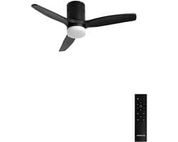 CREATE - Plafondventilator 40W silent 100% hout (Ø132cm) (ruimtes 10m²-25m²) - Zwart - Met licht - Afstandsbediening - WIND CALM NATURAL WOOD — afbeelding 1