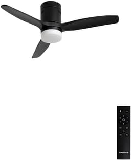 CREATE - Plafondventilator 40W silent 100% hout (Ø132cm) (ruimtes 10m²-25m²) - Zwart - Met licht - Afstandsbediening - WIND CALM NATURAL WOOD — thumbnail 1