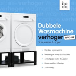 Bodo® - Wasmachine Verhoger - Dubbel - Kast - Ombouw met Plank - Zwart - 127x54x31cm — thumbnail 4
