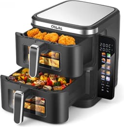 Dubbele Heteluchtfriteuse - Dubbele Lade Airfryer - Gezond Koken - Ruimtebesparend Design - 11 Liter Inhoud - Zwart — thumbnail 1