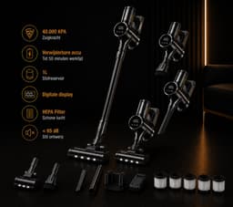 Luxari S1000 PRO - Steelstofzuiger Draadloos - Afneembare Accu - 4 Filters - 4 Opzetstukken - Stofzuiger Draadloos - Zonder Zak - Snoerloze Stofzuiger - Kruimeldief - Vacuum Cleaner - Draadloze Stofzuiger - Accu Stofzuiger — thumbnail 2