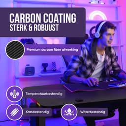 Avalo Gaming Bureau - 160x100x75 CM - L Vormig Hoekbureau - Game Desk Met LED Verlichting - Tafel - Zwart — thumbnail 5