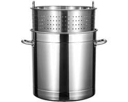 Multicooker Roestvrij Staal - Soeppan Zeefmandje - Zeevruchten Koken - Intrekbaar Handvat - 30x30cm - Zilver