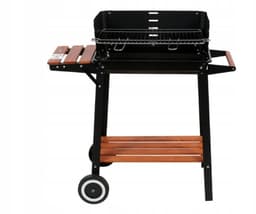 Houtskoolgrill met Windscherm – Verstelbaar RVS Rooster – 48 x 26 cm – Verrijdbaar — thumbnail 2