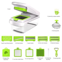 Voedselhakselaar Groentesnijder - Keukenmachine Hakker - Snel Maaltijden Maken - 18 Delige Set - 24 x 12.5 cm - Transparant — thumbnail 3
