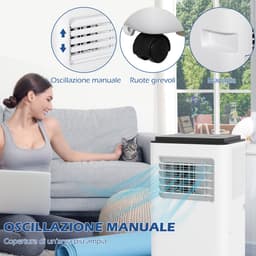 Mobiele Airco 7000 BTU 750W - 5 Modi - 2 Snelheden - LED Display - Afstandsbediening - Voor Slaapkamer En Woonkamer - 33x28x70,4 cm - 1 Stuk - Wit — thumbnail 3