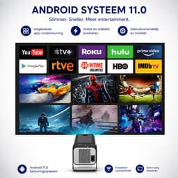 Mini Beamer - Smart Projector - Android TV - WiFi 6 en Bluetooth - 4K Ondersteuning — thumbnail 2