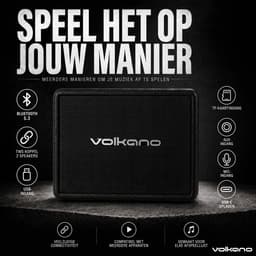 Volkano Bluetooth Speaker Stockholm - Retro Speaker - Muziek Box - Vintage Speaker - Bluetooth - TWS - Bass en Treble regelbaar — thumbnail 3