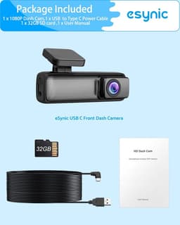 eSynic HD Dash Cam 1080P Wide Angle 160° WiFi Control, Dashcam Front Camera with 32GB SD Card Supports G-Sensor Night Vision, Car Recorder with Parking Mode for Car — thumbnail 5