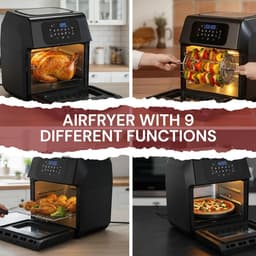 Heteluchtfriteuse - Airfryer XXL - Gezond Koken - Touchscreen Bediening - 12 Liter - Zilver — thumbnail 2
