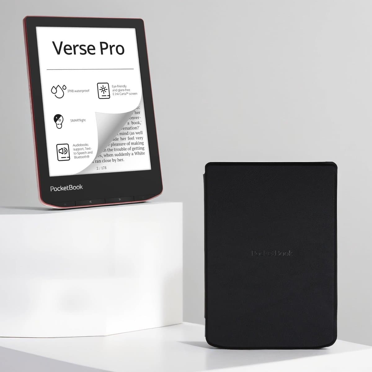 PocketBook Verse Pro Passion Red e-reader – Inclusief Zwart Hoesje (shell cover) – Voordeelbundel — afbeelding 1