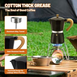 Aluminium Moka-pot voor 3 kopjes – Klassieke Italiaanse espressomaker voor op het fornuis – Geschikt voor Italiaanse en Cubaanse koffiebereiding – Voor thuis en op de camping – 150 ml (5 oz) — thumbnail 4