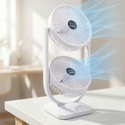 Dubbele Ventilator - Tweekoppige Ventilator - Bureau Koelen - Veelzijdige Luchtstroom - 405 x 205 x 16 cm - Zwart — thumbnail 3