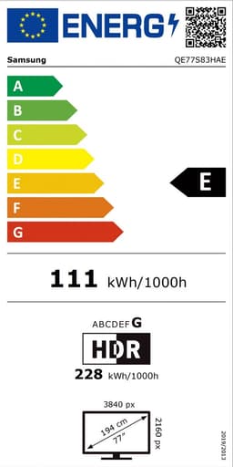 Samsung QE77S83H - Televisie - 77" - OLED - 4K Ultra HD - Motion Xcelerator - Smart TV - Wifi - HDR-ondersteuning - Dolby Atmos - Tizen - Benelux model — thumbnail 2