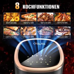 Heteluchtfriteuse - Airfryer Frituurpan - Gezond Koken - 8 Programma's Touchscreen - 6 Liter - Zwart — thumbnail 3