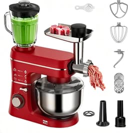 Keukenmixer - Mixer Keukenapparaat - Deeg Kneden - 5-in-1 Multifunctioneel - 10 Liter - Rood — thumbnail 1