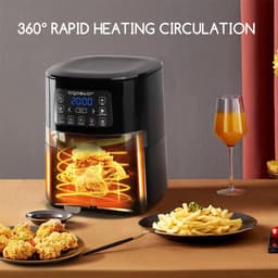 Heteluchtfriteuse met venster - Airfryer - Gezond koken - Uniek kijkvenster - 4 liter inhoud - Zwart — thumbnail 3