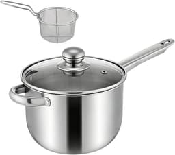Mini Friteuse - Roestvrij Staal - Thuis Koken - Efficiënt Olie Afvoer - 38 x 19.5 cm - Meerkleurig — thumbnail 1